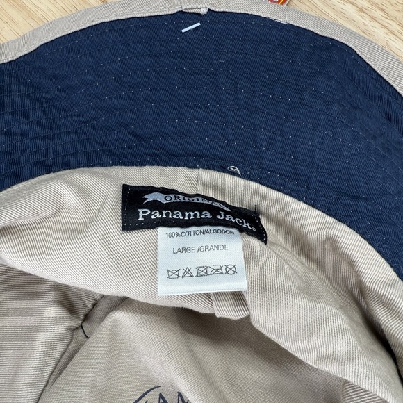 PANAMA JACK Bucket Hat Mens Large‎ Khaki Cotton UPF 50 Sun Protection Boonie - Picture 3 of 4